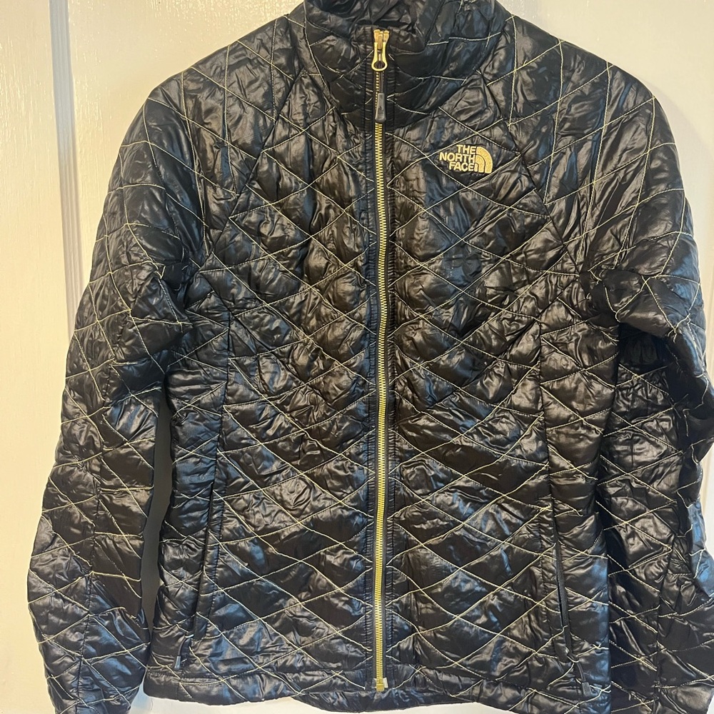 The North Face Thermoball jacket Black/ gold stitching s/m. READ description